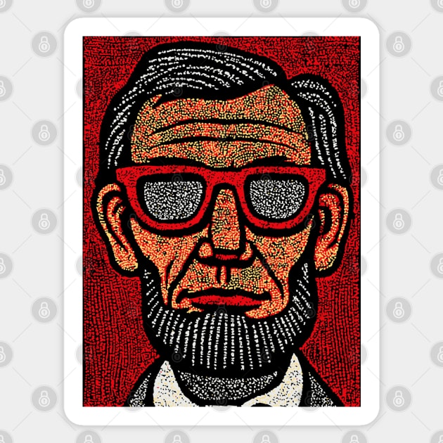 Honest Abe Pop Art - Lincoln Linocut Portrait Sticker by TuncGK